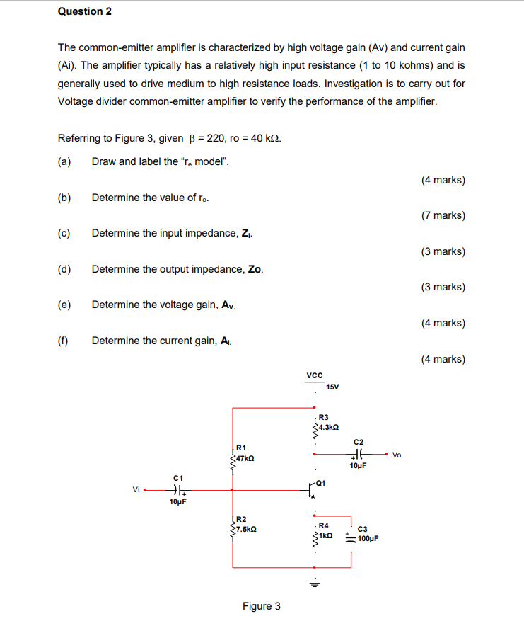 Solved Question 2 The common-emitter amplifier is | Chegg.com