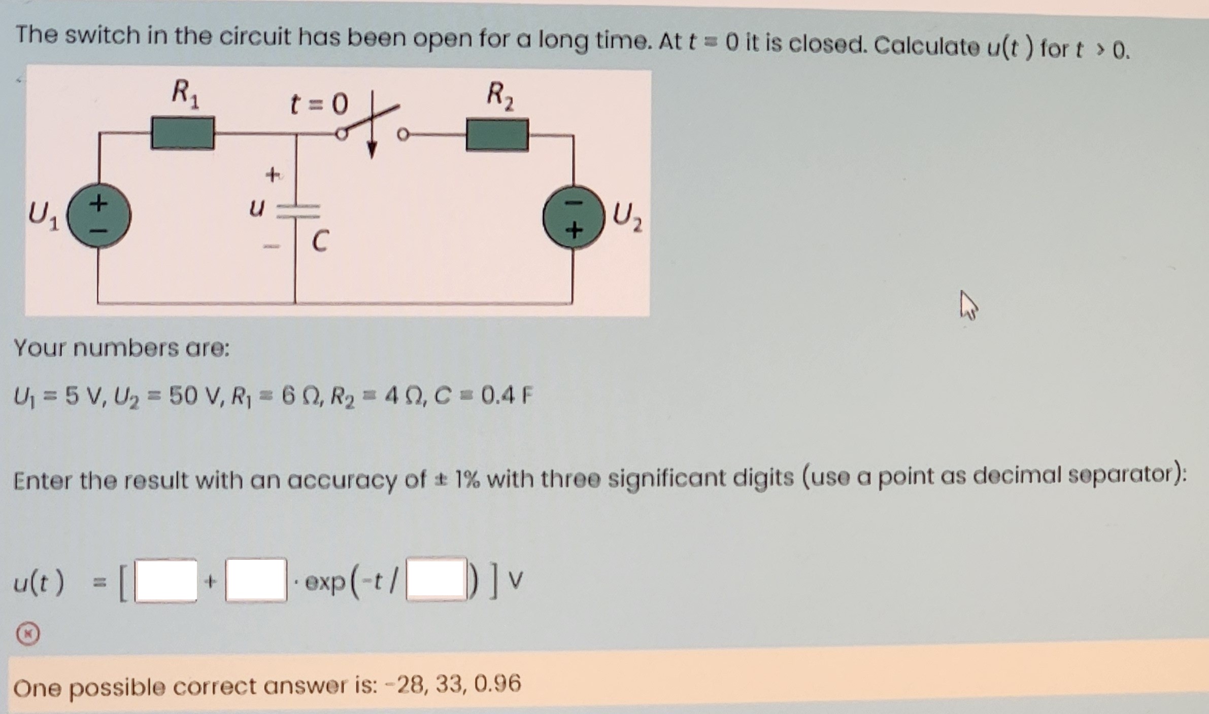 Solved The switch in ﻿the circuit has been open for a long | Chegg.com