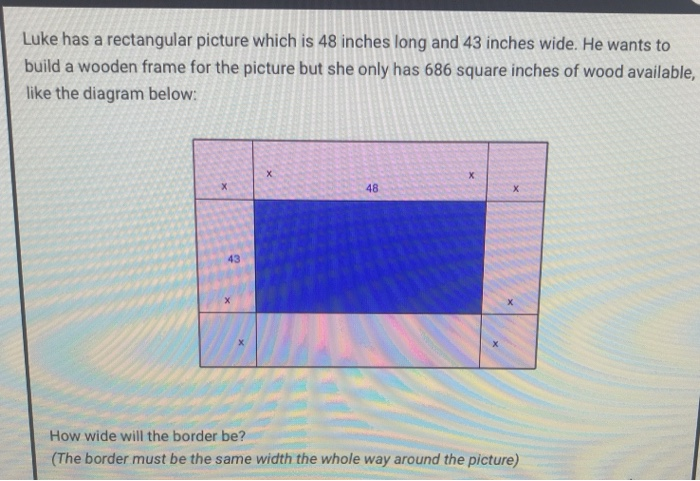 Solved Luke has a rectangular picture which is 48 inches | Chegg.com