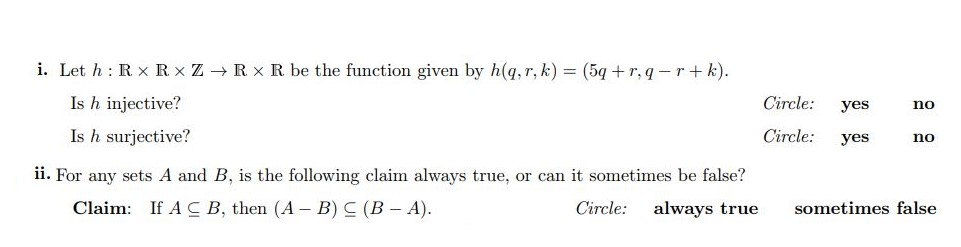 Solved Let A And B Denote Arbitrary Finite Sets. For Each Of | Chegg.com