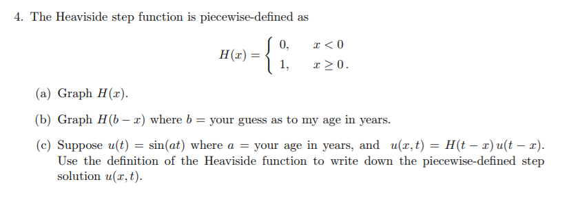 Solved . The Heaviside step function is piecewise-defined as | Chegg.com