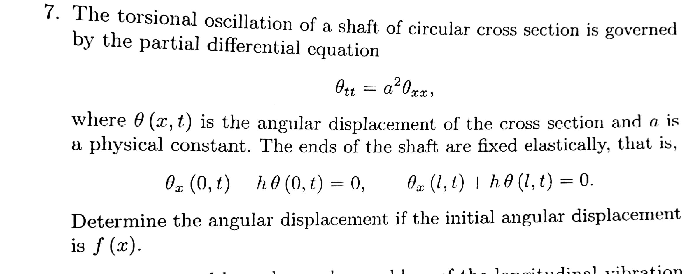 Solved 7. The torsional oscillation of a shaft of circular
