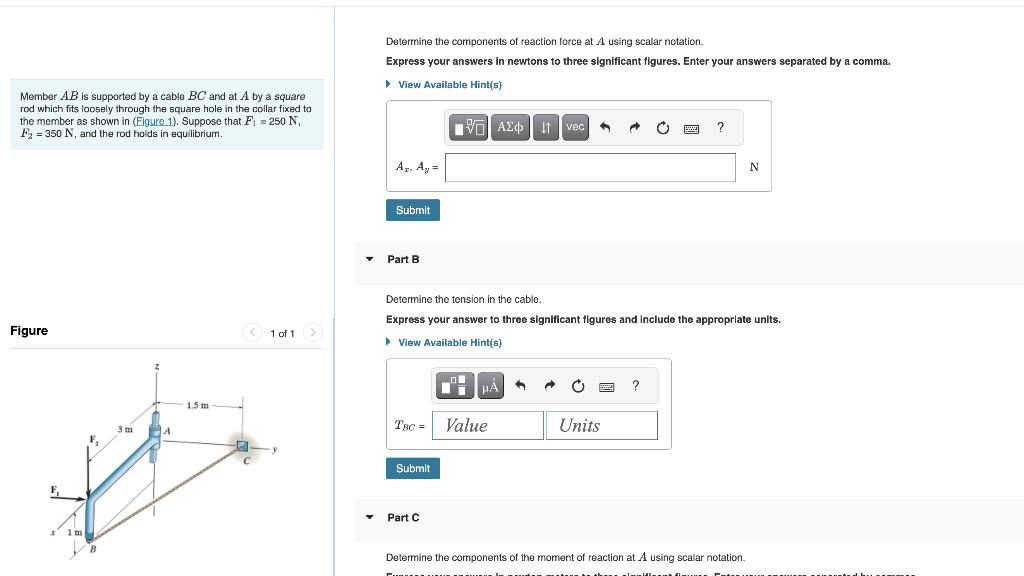 Solved Determine the components of reaction force at A using | Chegg.com