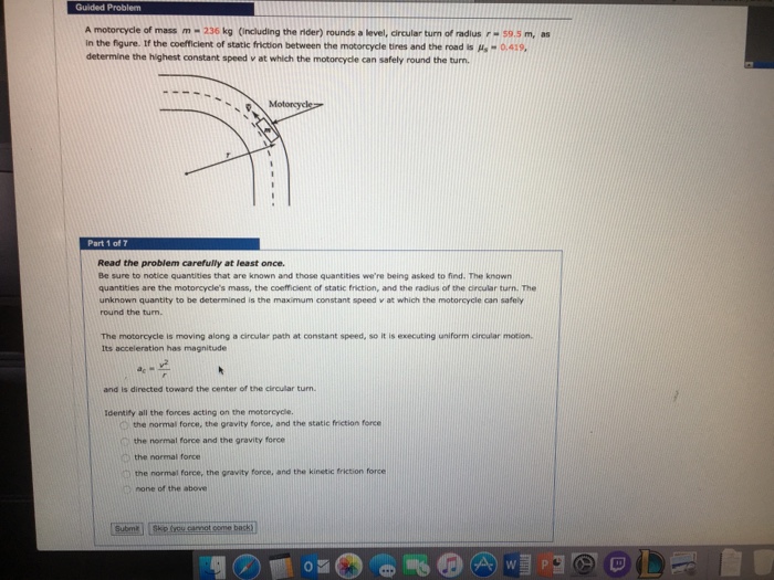 Solved Guided Problem A motorcycle of mass m236 kg | Chegg.com