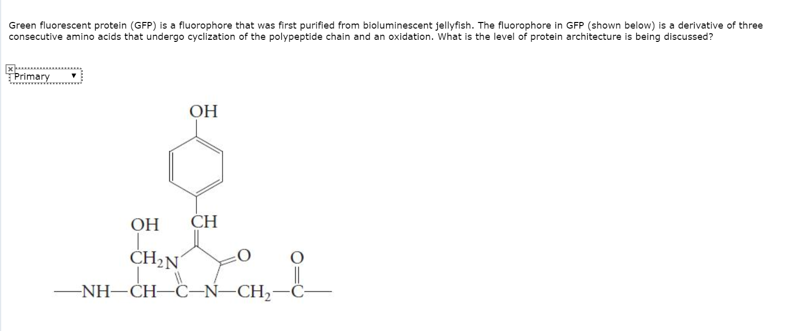 Solved Green fluorescent protein (GFP) is a fluorophore that