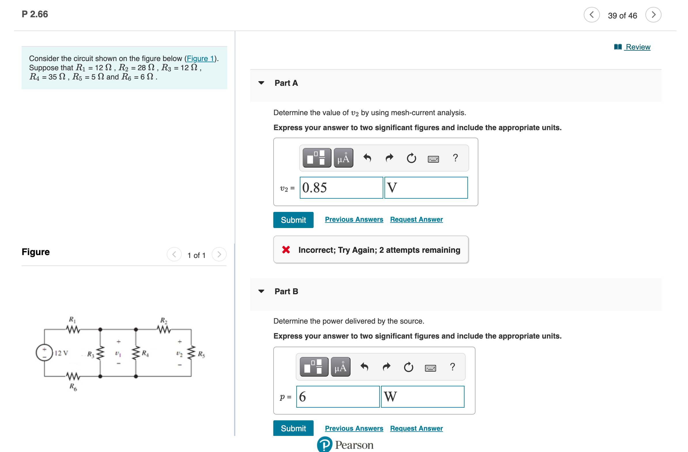 Solved P 2.66 39 of 46 n Review Consider the circuit shown | Chegg.com