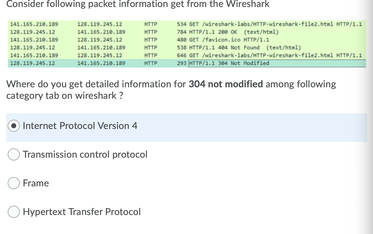 Solved Choose right sequence of get IP address for | Chegg.com