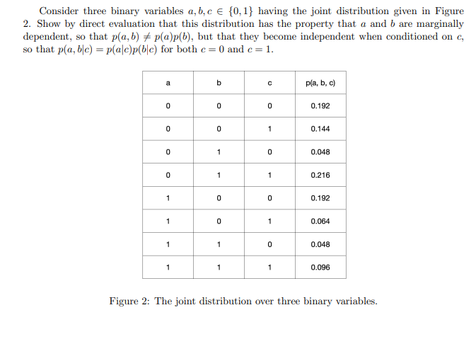 Solved Consider Three Binary Variables A, B, C € {0,1} | Chegg.com