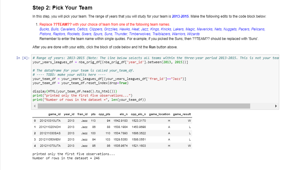 Using PYTHON CODE I need help with step 4. Step 4: | Chegg.com