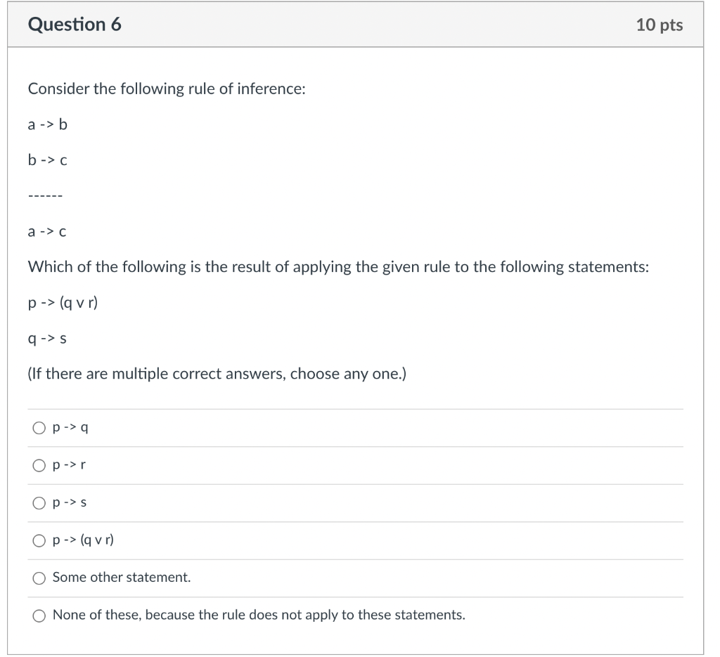 Solved Question 6 10 pts Consider the following rule of | Chegg.com