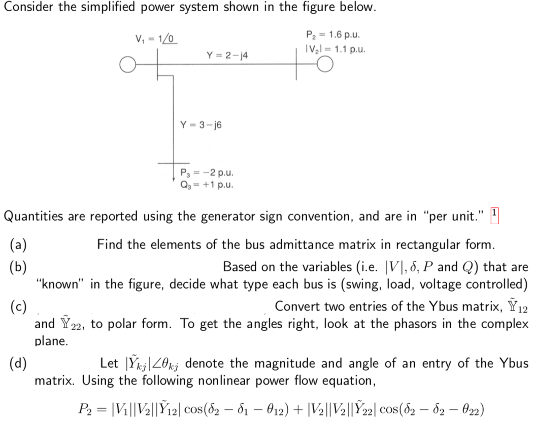 Solved Consider the simplified power system shown in the | Chegg.com