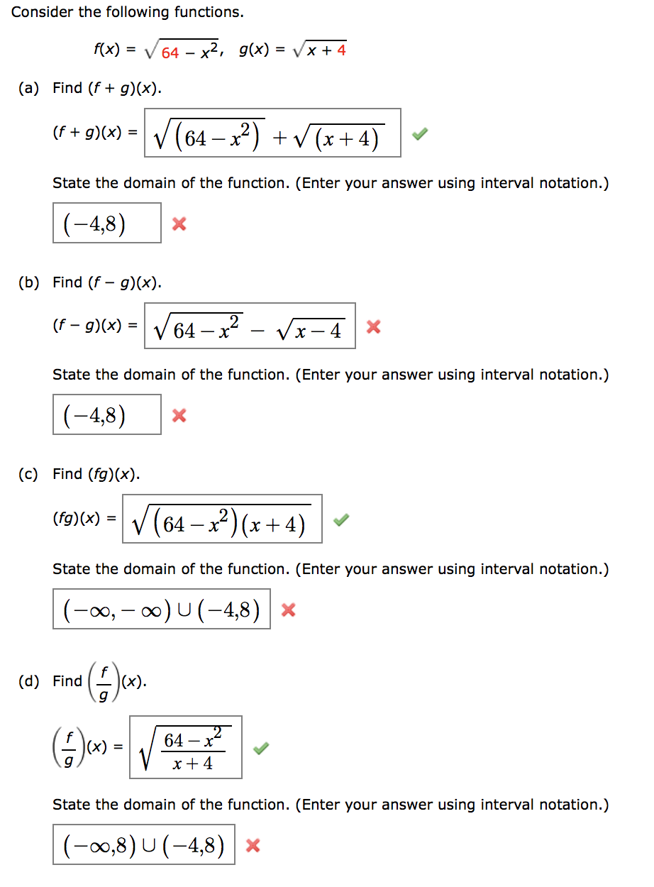 Solved Consider The Following Functions F X V 64 X4 Chegg Com