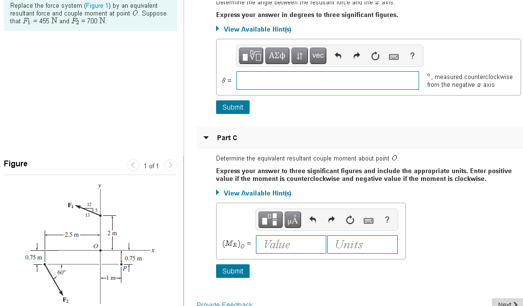 Solved Replace The Force System (Figure 1) By An Equivalent | Chegg.com