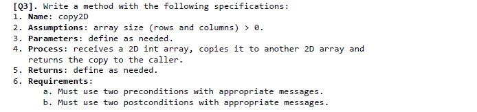 Solved [03]. Write a method with the following | Chegg.com