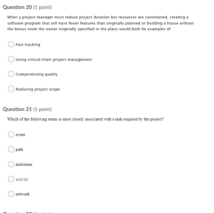 Solved Question 18 (1 point) William, a project manager, is | Chegg.com