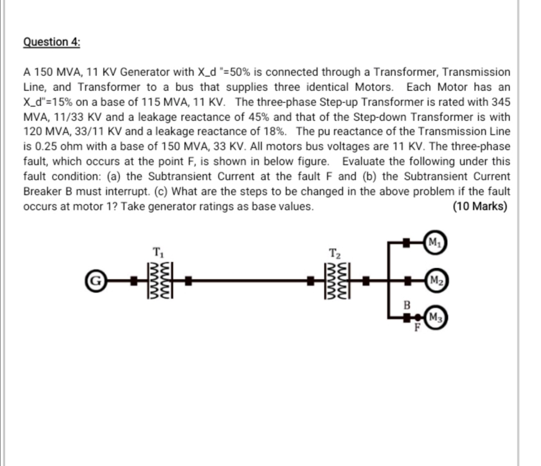 Solved Question 4: A 150 MVA, 11 KV Generator with X_d "=50% | Chegg.com