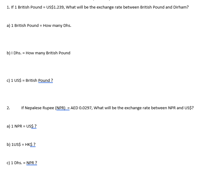 Solved 1 If British Pound Us 239 What Will Be The If 1 British Pound Us 239