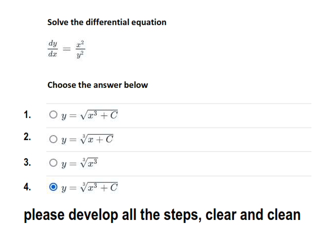 Solved Solve the differential equation dy da = Choose the | Chegg.com