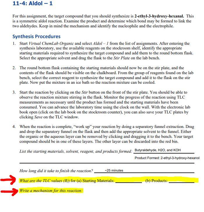Solved 11-4: Aldol-1 For this assignment, the target | Chegg.com Solved 11-4: Aldol-1 For this assignment, the target | Chegg.com