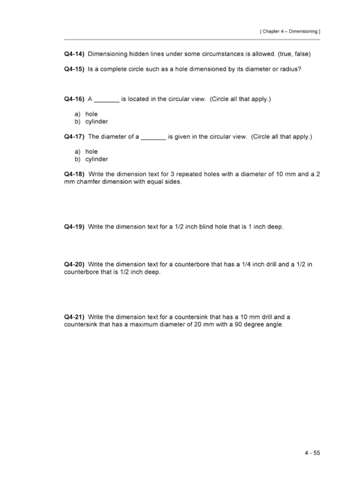 Solved Chapter 4Dimensioning ) Q414) Dimensioning hidden