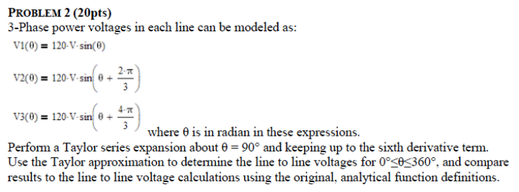 Solved PROBLEM 2 (20pts) 3-Phase power voltages in each line | Chegg.com