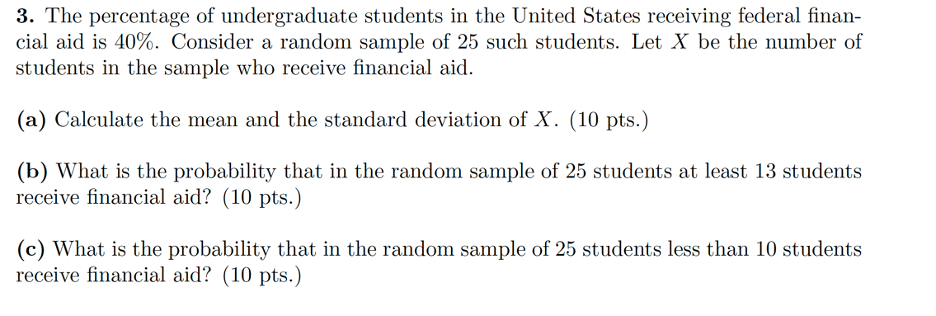 Solved 3. The Percentage Of Undergraduate Students In The | Chegg.com