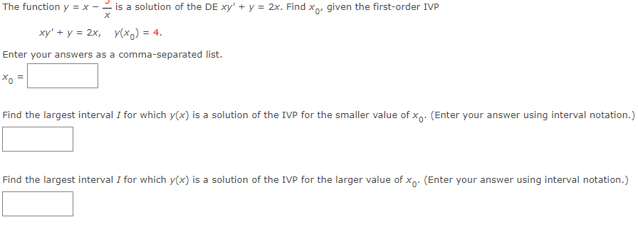 Solved C The function y = x - is a solution of the DE xy' | Chegg.com