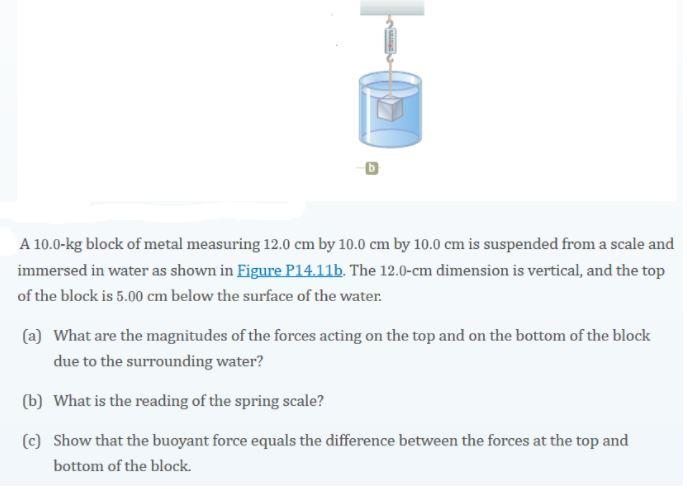 Solved A 10.0-kg block of metal measuring 12.0 cm by 10.0 cm | Chegg.com