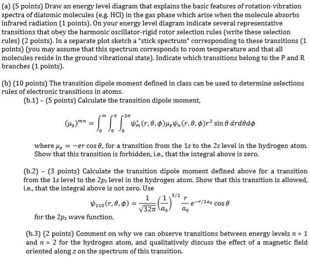 Solved (a) (5 points) Draw an energy level diagram that | Chegg.com