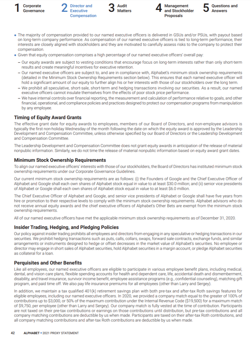 Solved Page 42 Describes The Minimum Stock Ownership Chegg Com