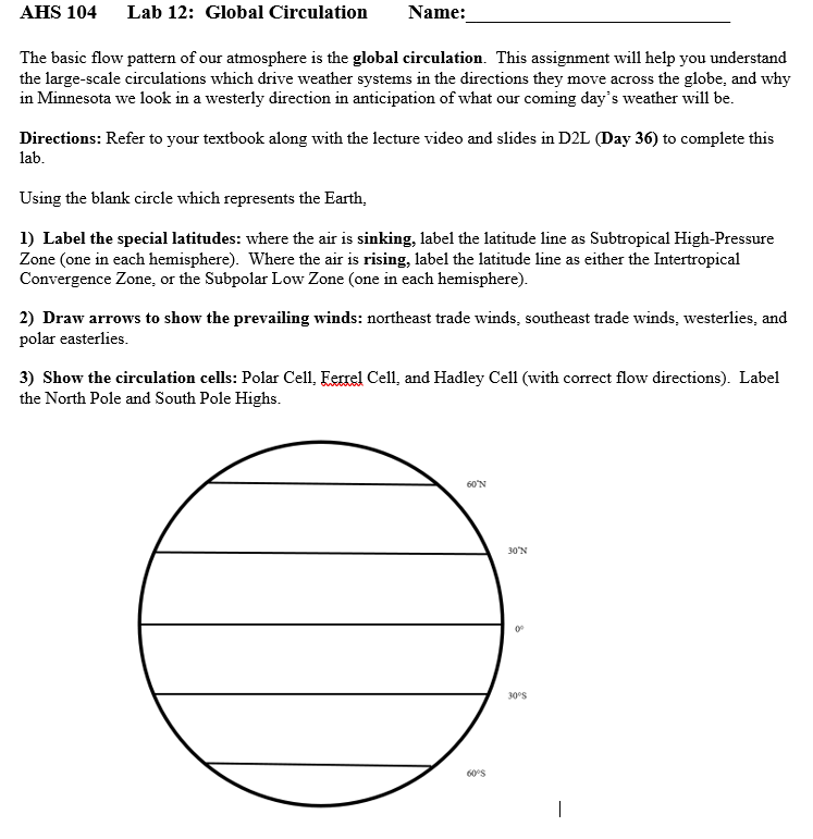 Solved AHS 104 Lab 12 Global Circulation Name The basic Chegg