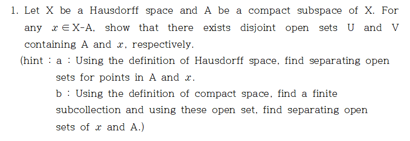 Solved 1 Let X Be A Hausdorff Space And A Be A Compact 