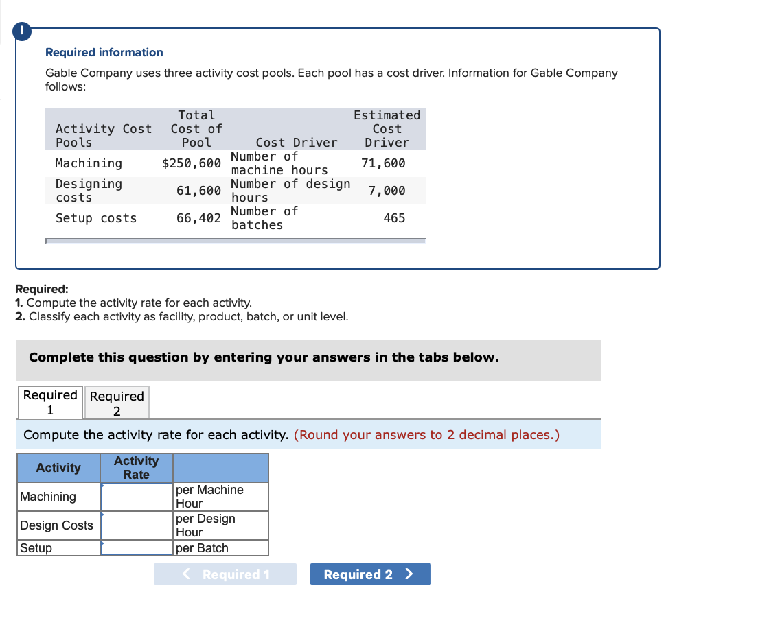 Solved Required Information Gable Company Uses Three | Chegg.com