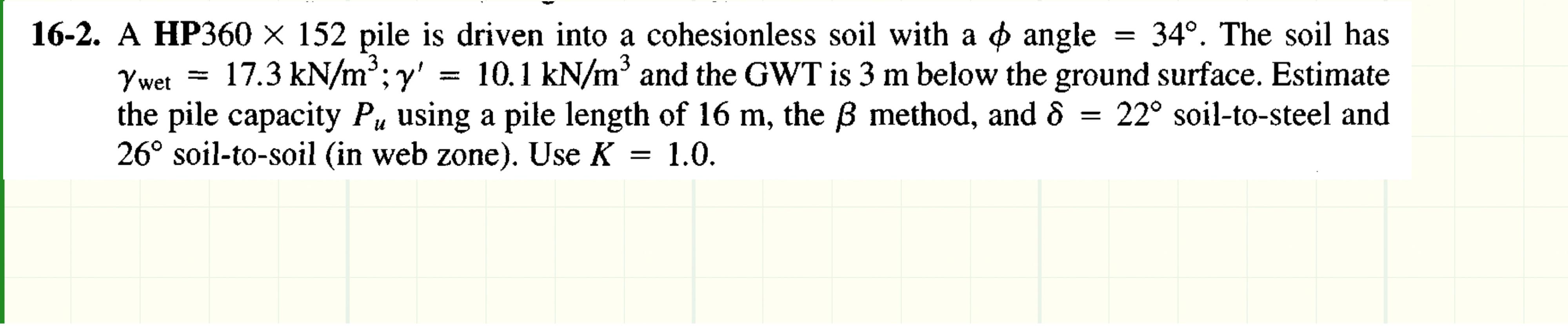 Solved 6 2 A Hp360 152 Pile Is Driven Into A Cohesionless Chegg