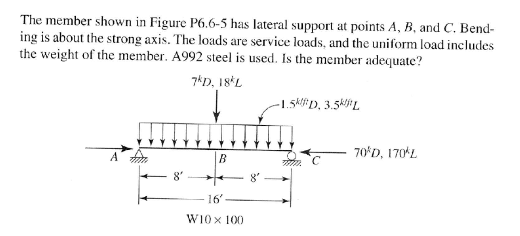 Solved The member shown in Figure P6.6-5 has lateral support | Chegg.com