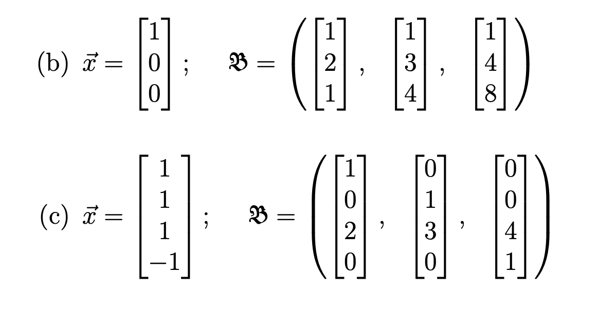 Solved For Each Of The Following, Find The B-coordinates Of | Chegg.com