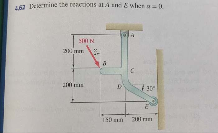 Solved 4.62 Determine the reactions at A and E when α 0. 500 | Chegg.com