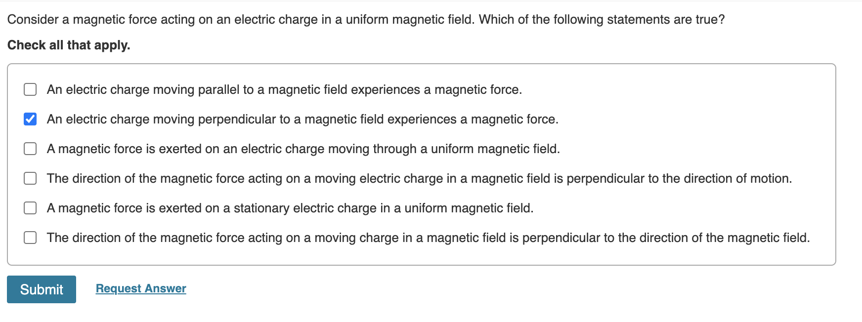 Solved Consider a magnetic force acting on an electric | Chegg.com