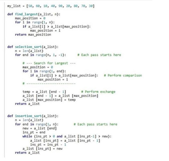 Solved Using the code provided apply the selection sort. | Chegg.com