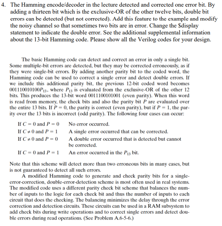 The Hamming encode/decoder in the lecture detected | Chegg.com