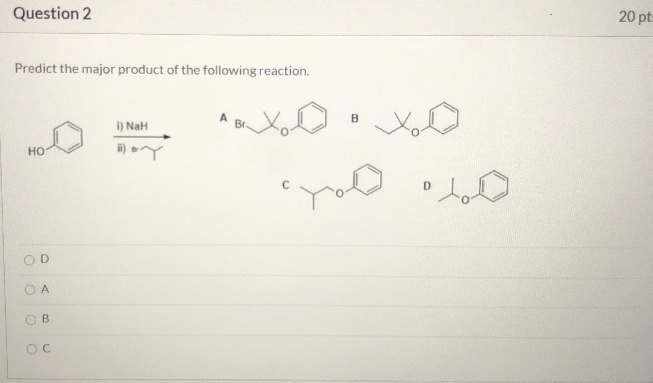 Solved Question 5 20 pts Predict the major product of the | Chegg.com