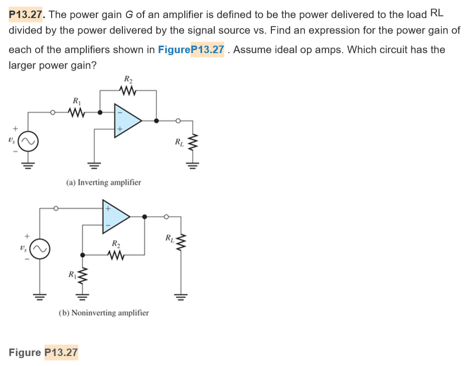 Solved P13.27. The power gain G of an amplifier is defined