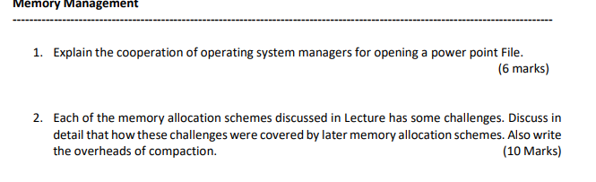Solved Memory Management 1. Explain the cooperation of | Chegg.com