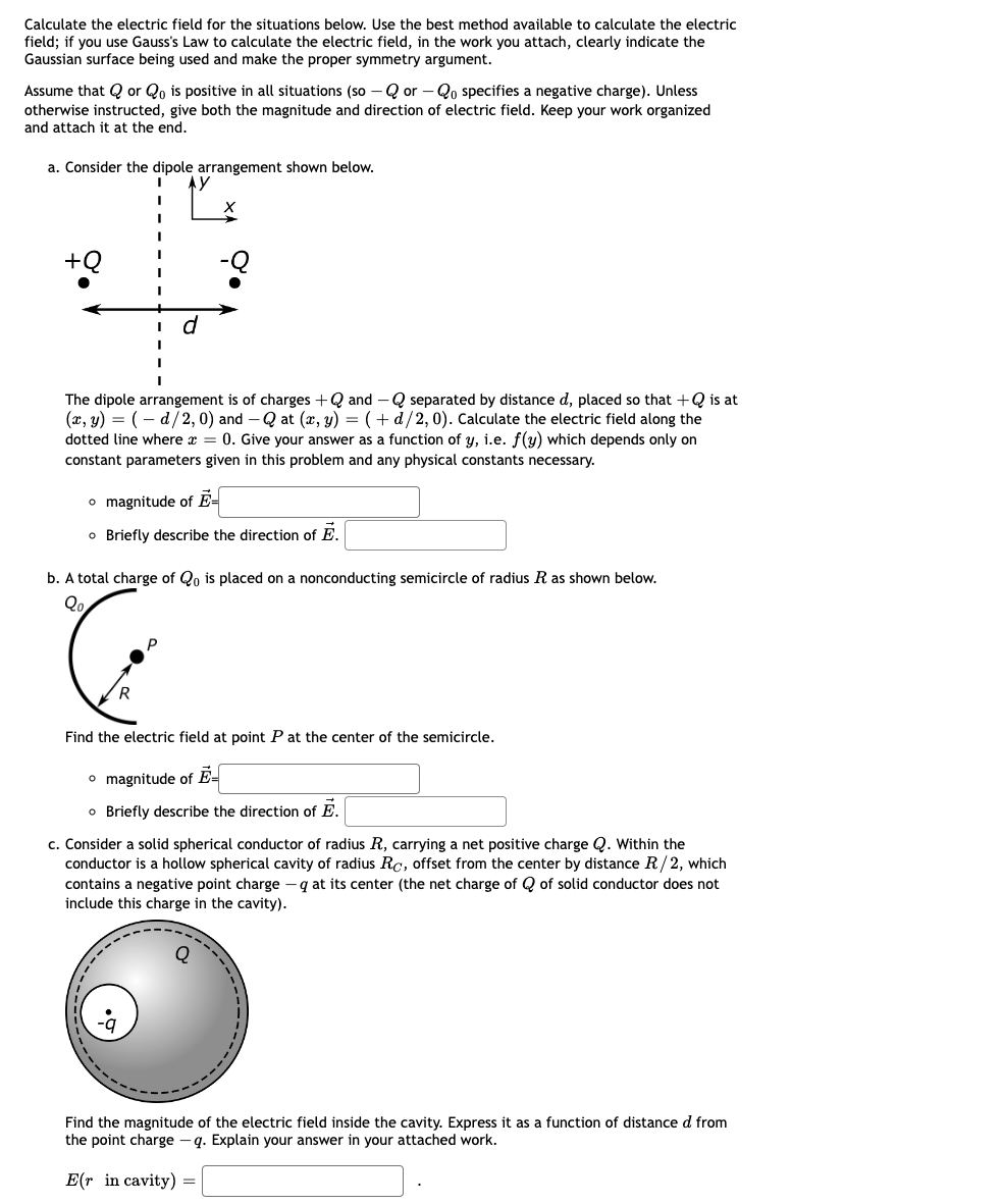 Solved Calculate the electric field for the situations | Chegg.com