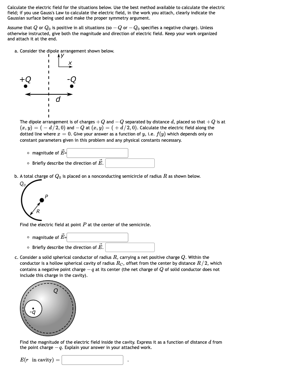 Solved Calculate The Electric Field For The Situations | Chegg.com