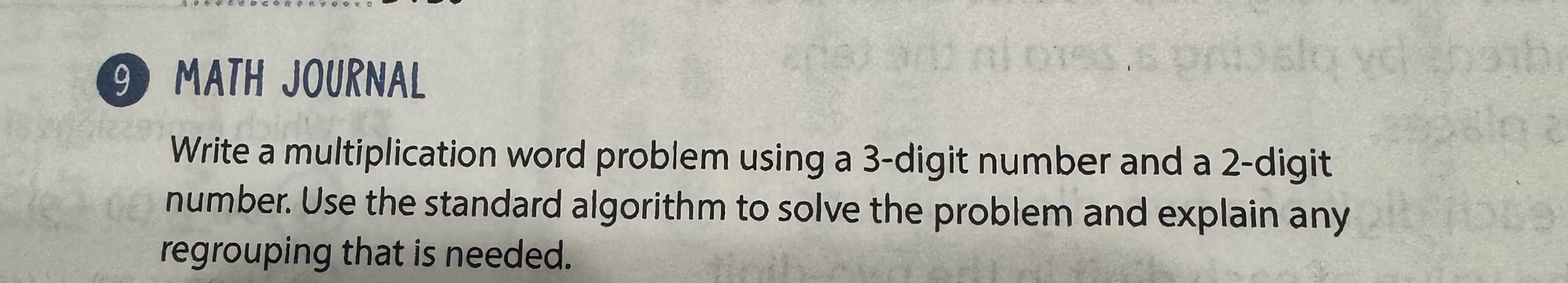 Solved MATH JOURNAL Write a multiplication word problem | Chegg.com