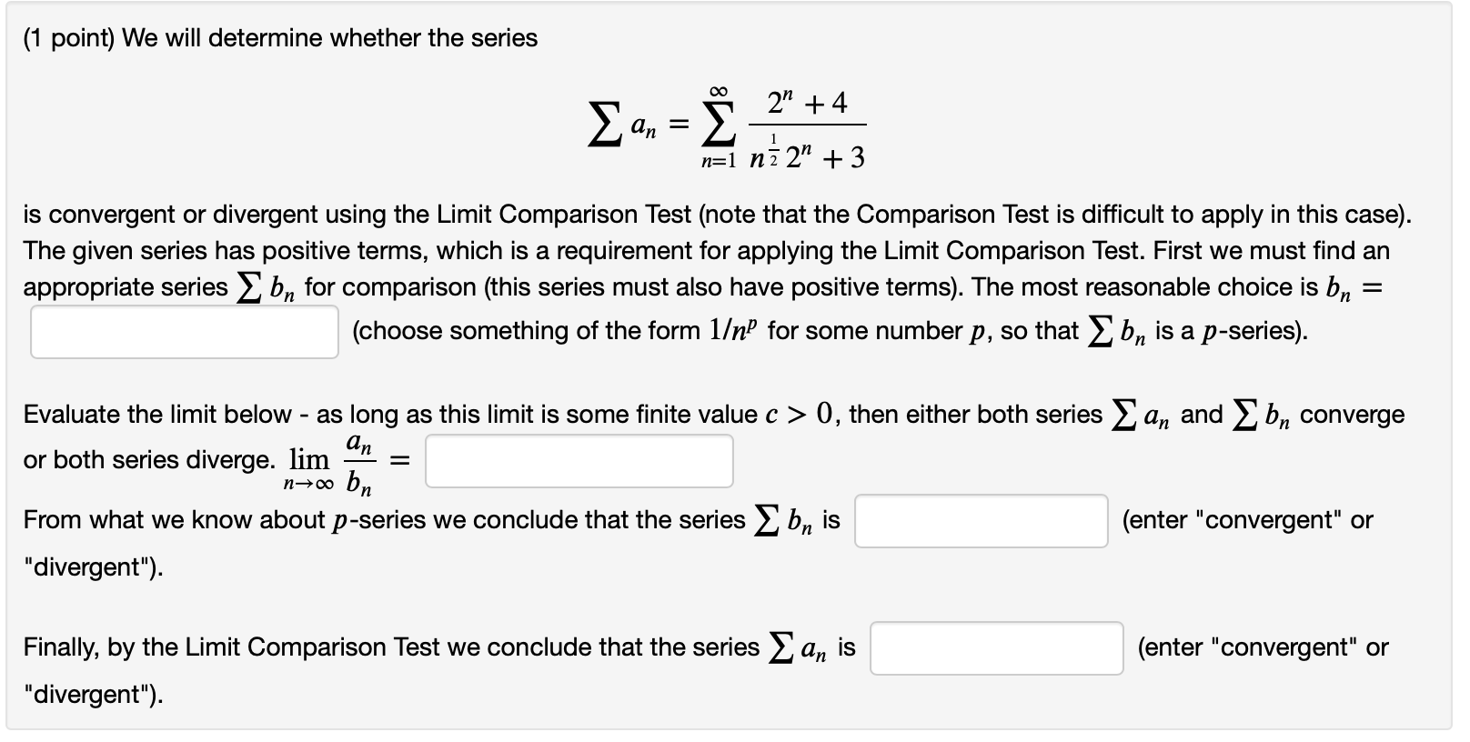 Solved 1 Point We Will Determine Whether The Series E Chegg Com