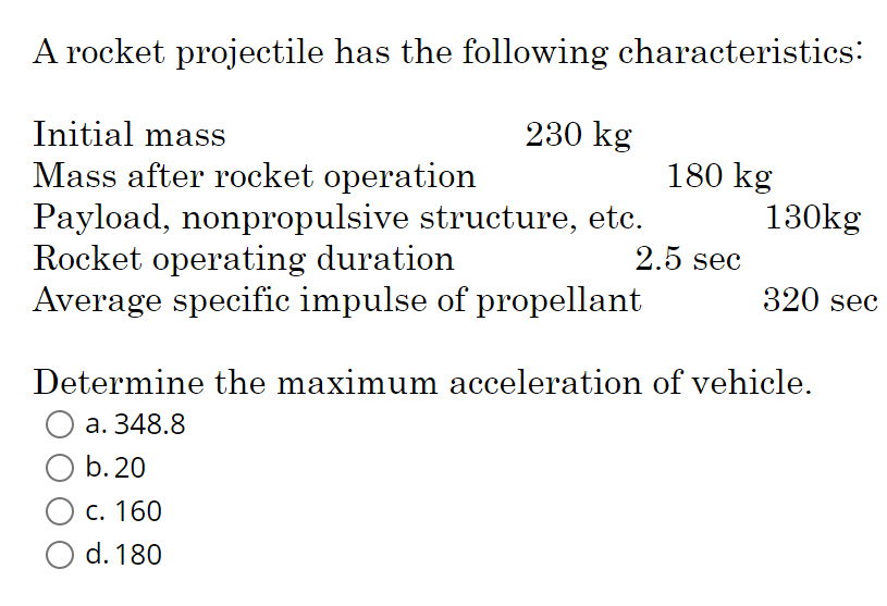 solved-a-rocket-projectile-has-the-following-chegg