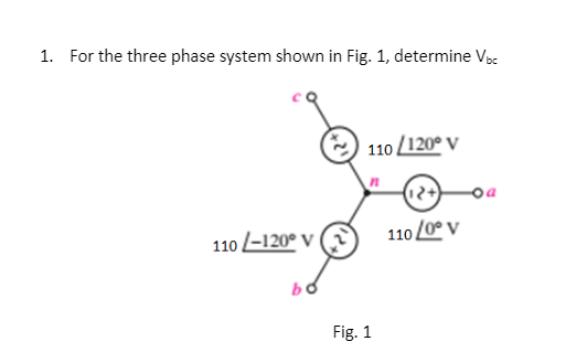 Solved 1. For the three phase system shown in Fig. 1, | Chegg.com