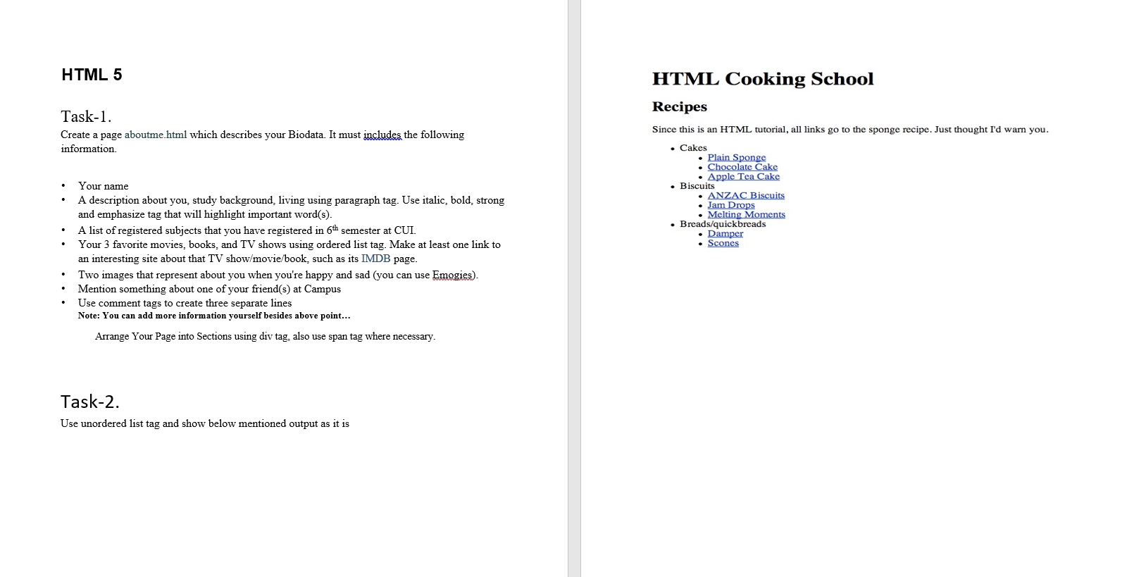 Solved HTML 5 Task-1. Create a page aboutme.html which | Chegg.com